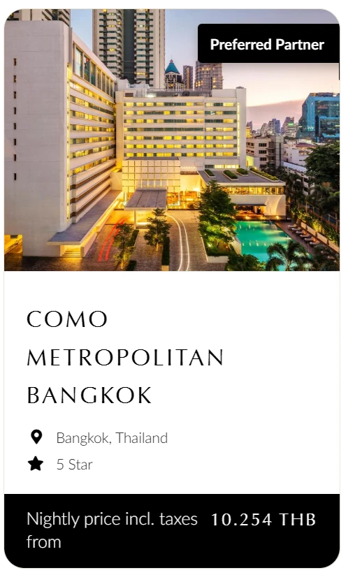 COMO Metropolitan Bangkok, Bangkok, Thailand, 5 Star, nightly price incl. taxes from THB 10,254