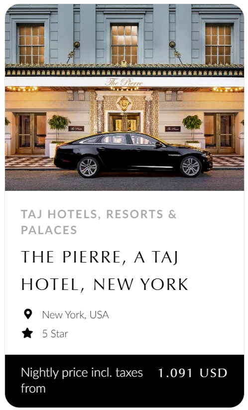 The Pierre, a Taj Hotel, New York, USA, 5 Star, nightly price incl. taxes from USD 1,091